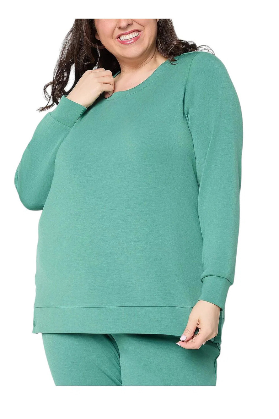 Belle by Kim Gravel ScubaLuxe Crewneck with Side Snaps Dp Sea - Regular